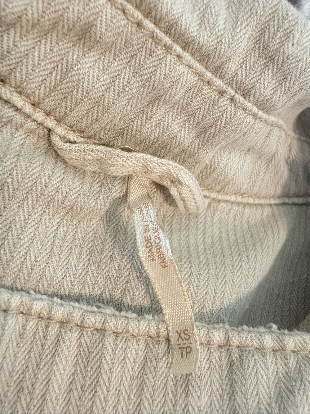 Free People Tan Corduroy Jean Jacket with Embroidered Sleeve Patch - Picture 4 of 5